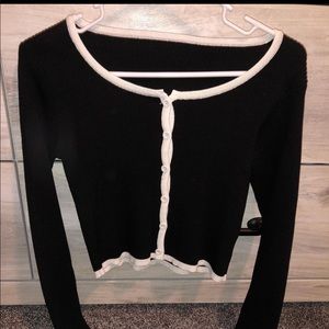 Button Up Cropped Tight Sweater